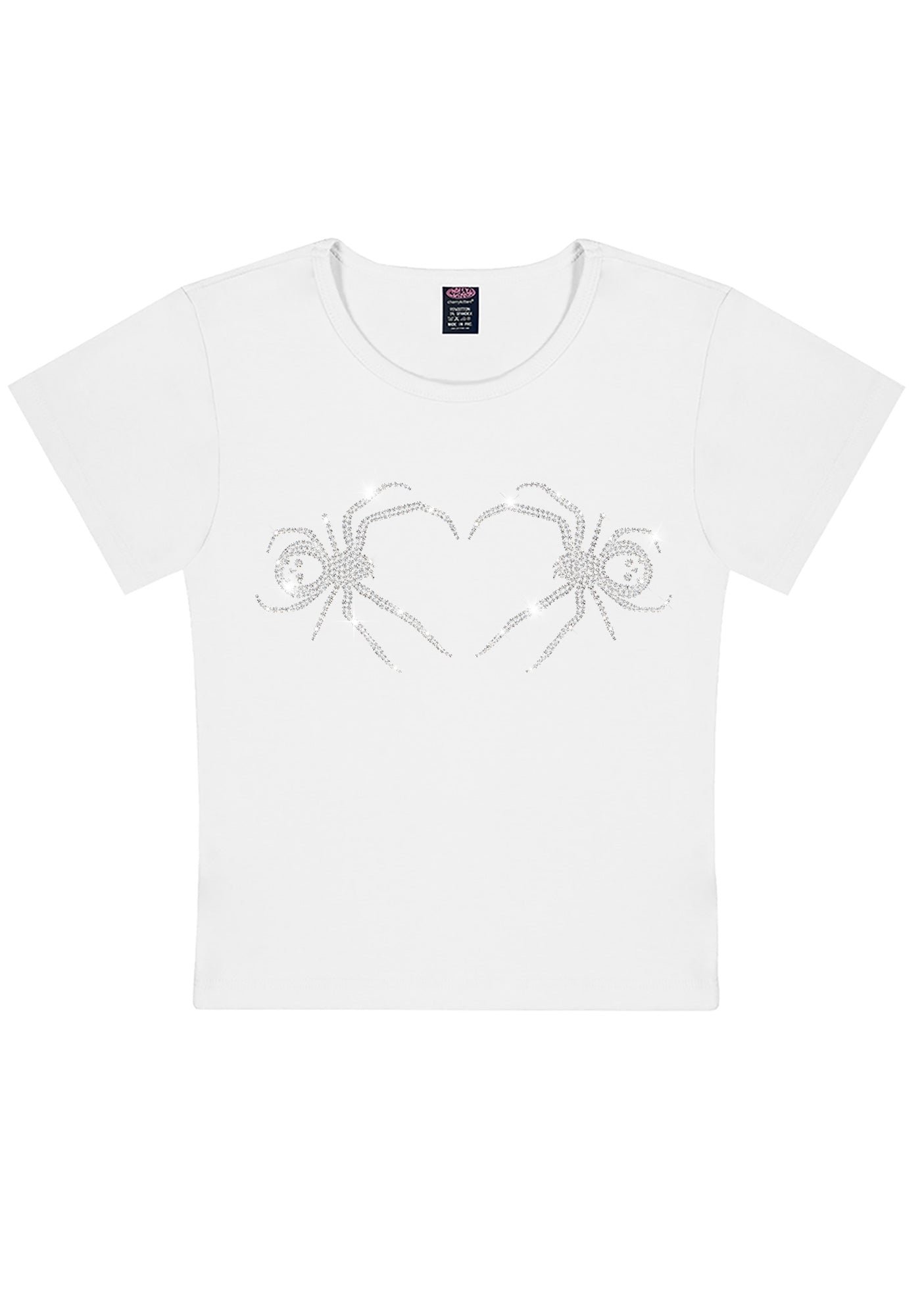 Rhinestone Skull Spider Y2K Baby Tee Cherrykitten
