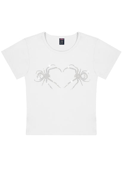 Rhinestone Skull Spider Y2K Baby Tee Cherrykitten