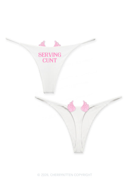 Serving Cxxt Y2K Goth Angel Wings Bikini String Thong Cherrykitten