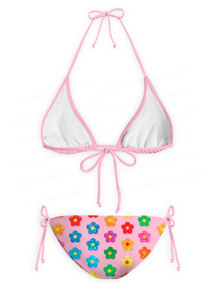 Rainbow Flower Y2K Print Bikini Set Cherrykitten