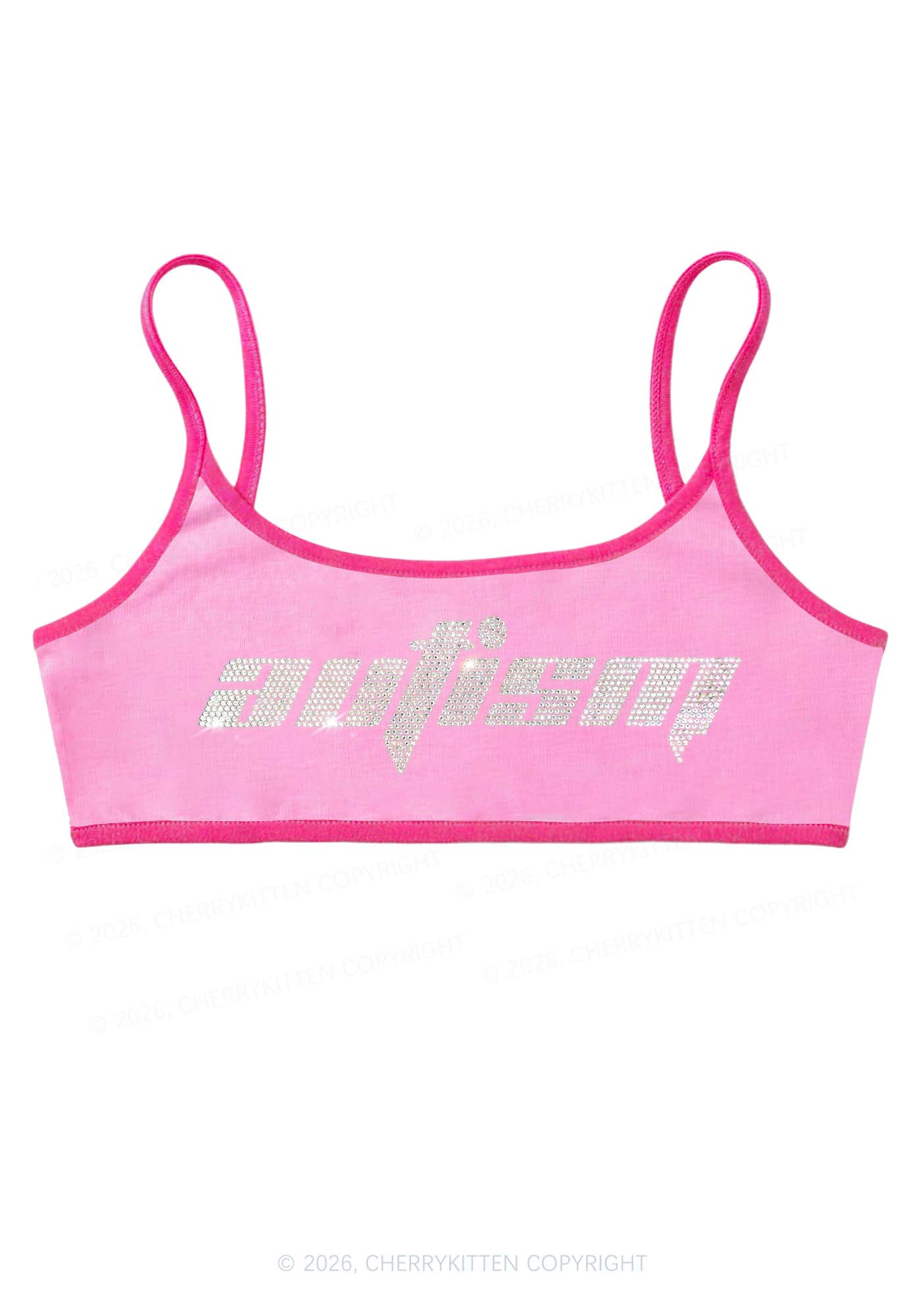 Rhinestone Autism Y2K Super Crop Cami Cherrykitten