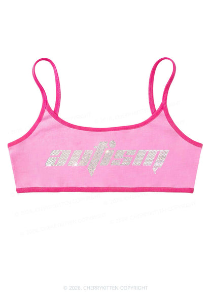 Rhinestone Autism Y2K Super Crop Cami Cherrykitten