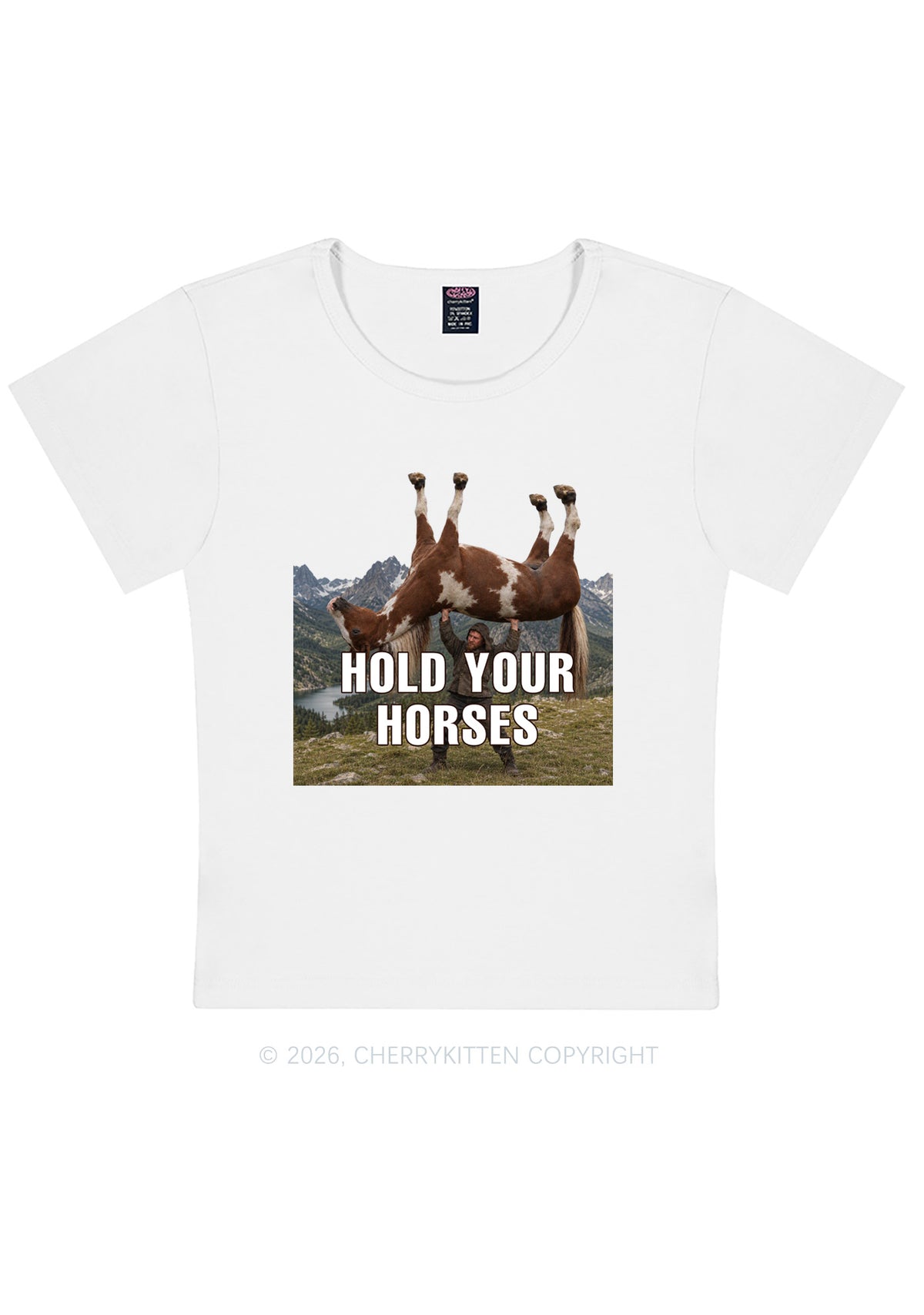 Man Hold Your Horses Y2K Baby Tee Cherrykitten