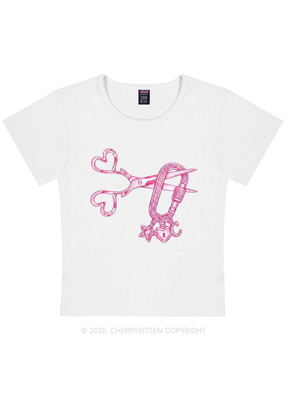 Pink Scissors Lock Charm Pride Y2K Baby Tee Cherrykitten