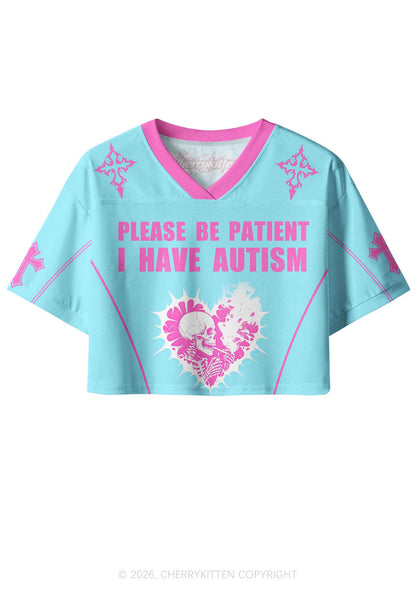 I Have Autism Skull Y2K Crop Sport Jersey Shirts Cherrykitten