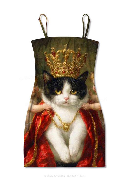 The Cat King And Angels Y2K Print Slip Dress Cherrykitten