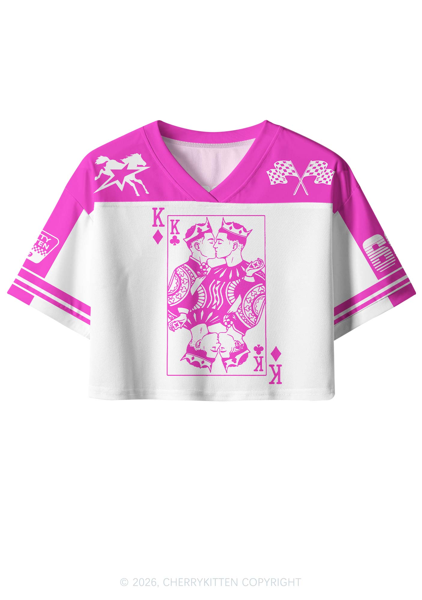 Hot Pink Gay King Pride Y2K Crop Sport Jersey Shirts Cherrykitten