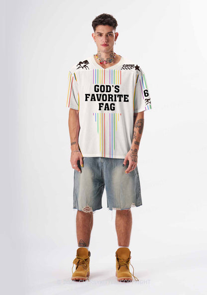 Gods Favorite Fag Rainbow Stripes Pride Y2K Sport Jersey Shirts Cherrykitten