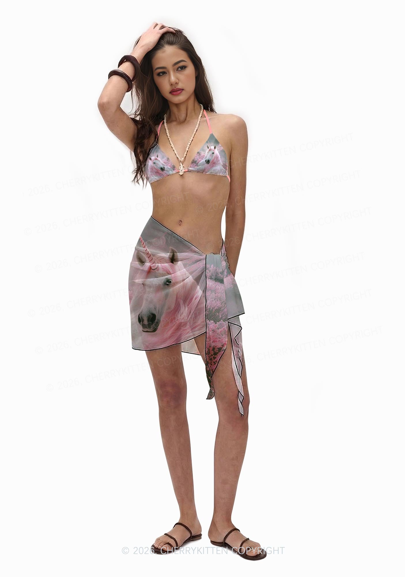 Pink Hair Unicorn Pride Y2K Print Bikini Set Cherrykitten