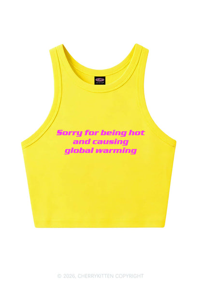 Sorry For Causing Global Warming Y2K Crop Tank Top Cherrykitten