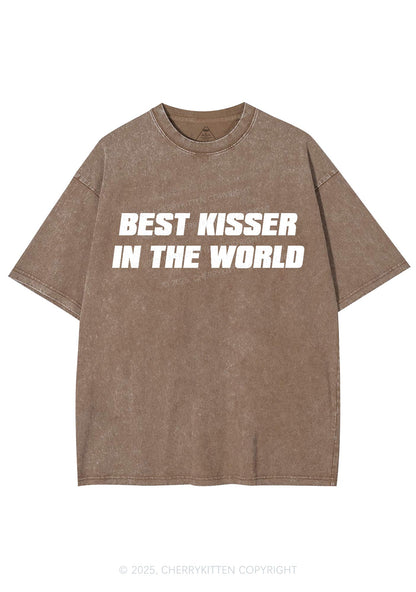 Best Kisser In The World Y2K Shirts Washed Tee Cherrykitten