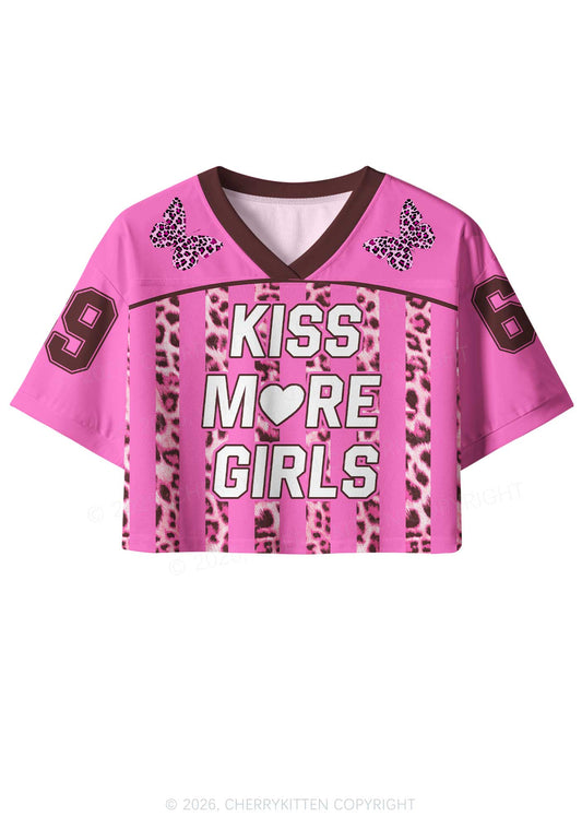 Kiss More Girls Leopard Butterfly Pride Y2K Crop Sport Jersey Shirts Cherrykitten