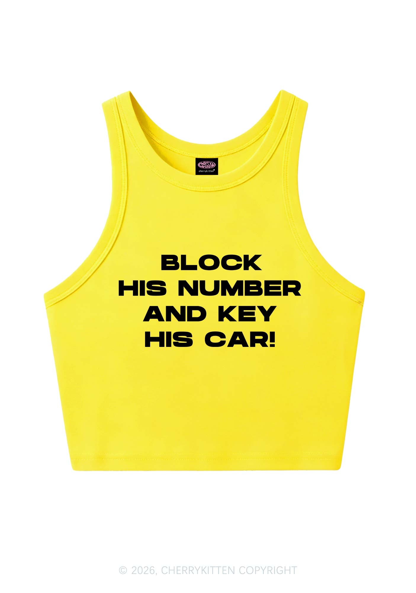 Block His Number Y2K Crop Tank Top Cherrykitten