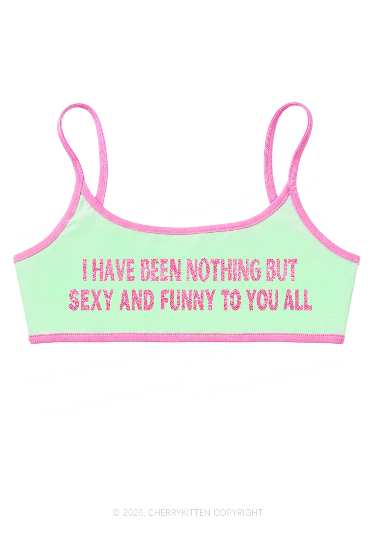 Glitter I Have Been Funny Y2K Super Crop Cami Cherrykitten