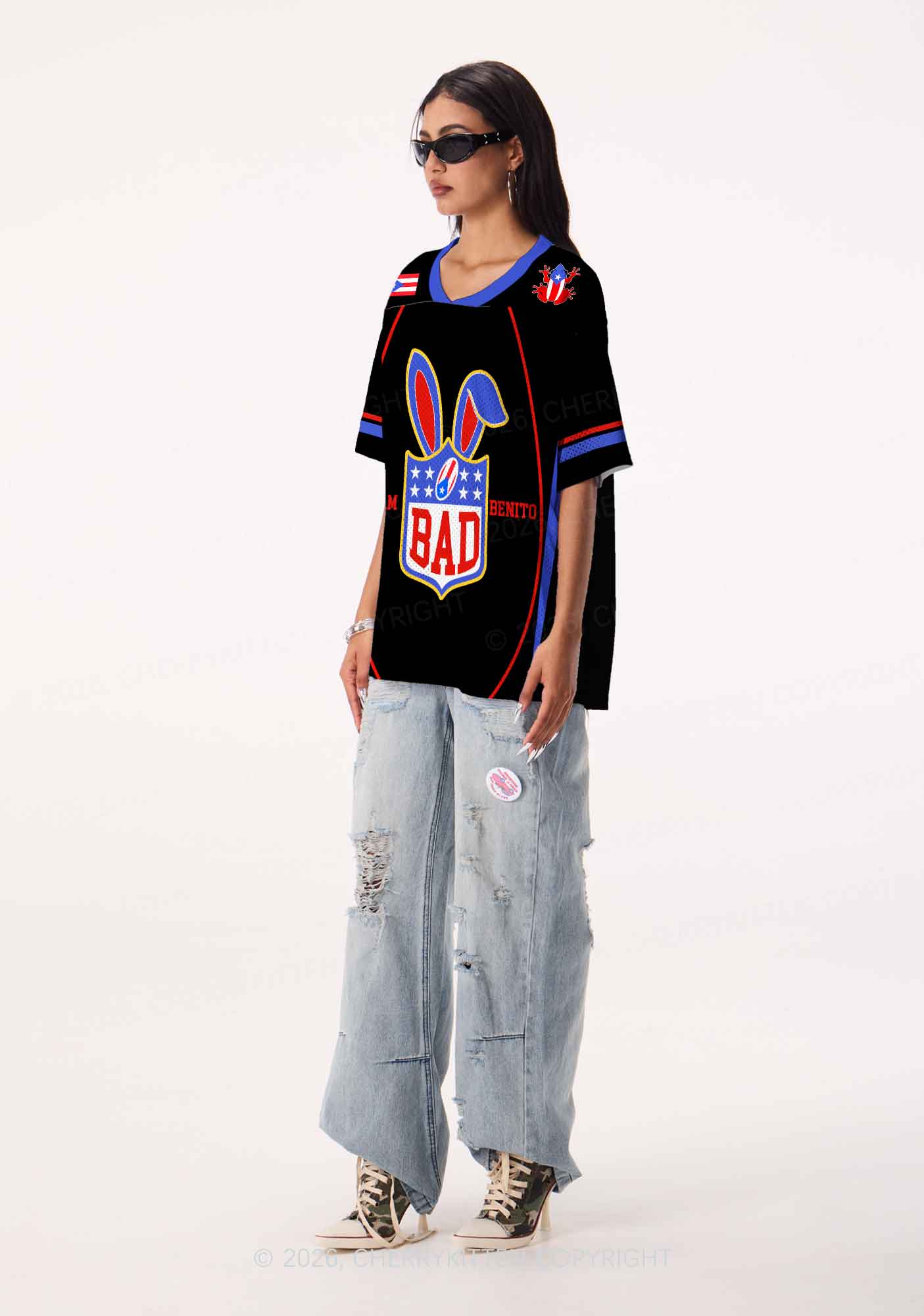 Black Football Bunny Y2K Sport Jersey Shirts Cherrykitten