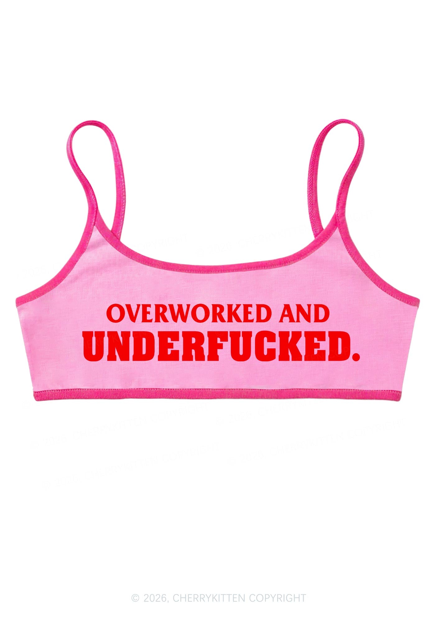 Overworked And Underfxxked Y2K Super Crop Cami Cherrykitten