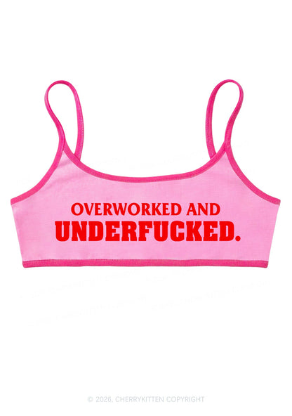 Overworked And Underfxxked Y2K Super Crop Cami Cherrykitten