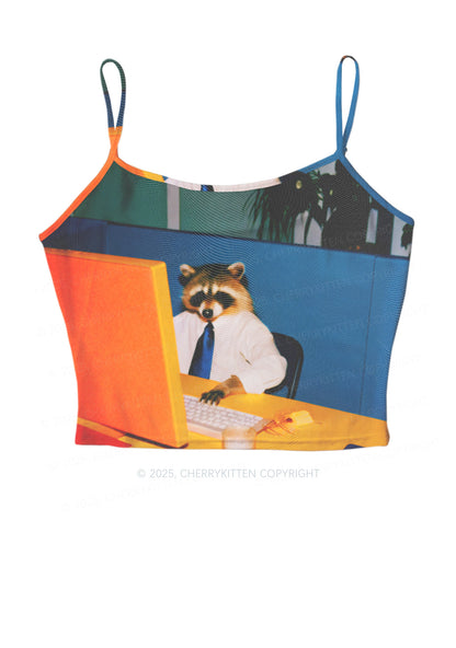 Office Raccoon Y2K Mesh Cami Tank Cherrykitten