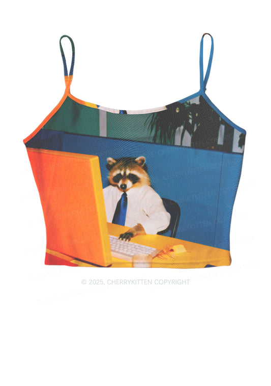 Office Raccoon Y2K Mesh Cami Tank Cherrykitten