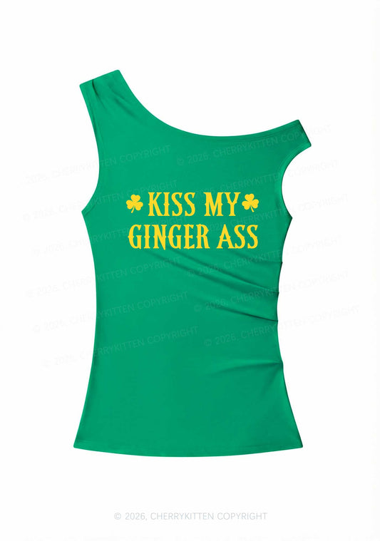 Kiss My Ginger Axx St Patricks Y2K Off Shoulder Tank Top Cherrykitten