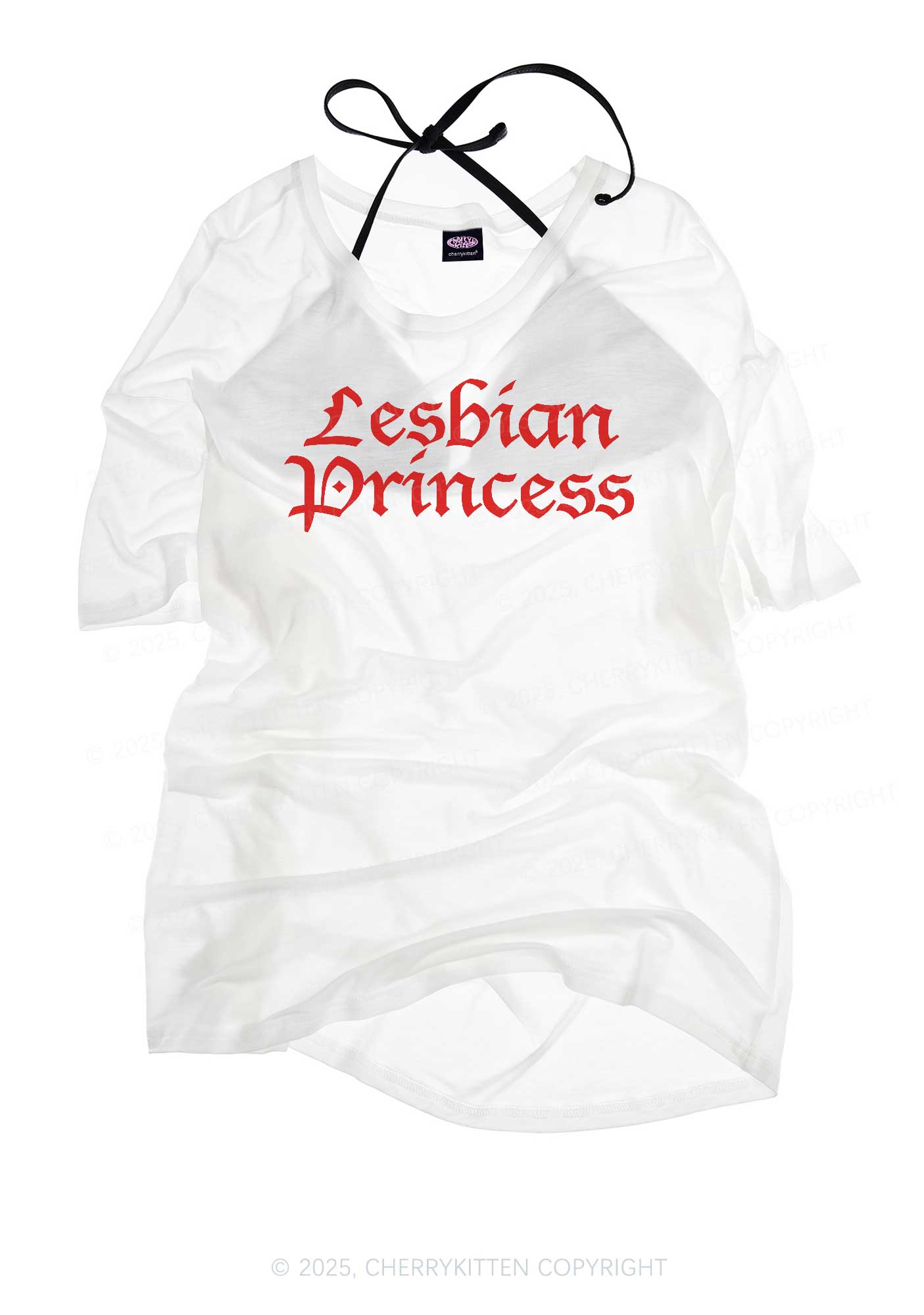 Lesbian Princess Pride Y2K Sheer Boyfriend Tee Cherrykitten
