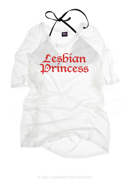 Lesbian Princess Pride Y2K Sheer Boyfriend Tee Cherrykitten