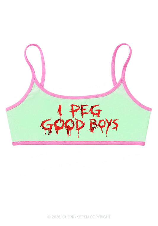 Halloween Blood Drip I Peg Good Boys Y2K Super Crop Cami Cherrykitten