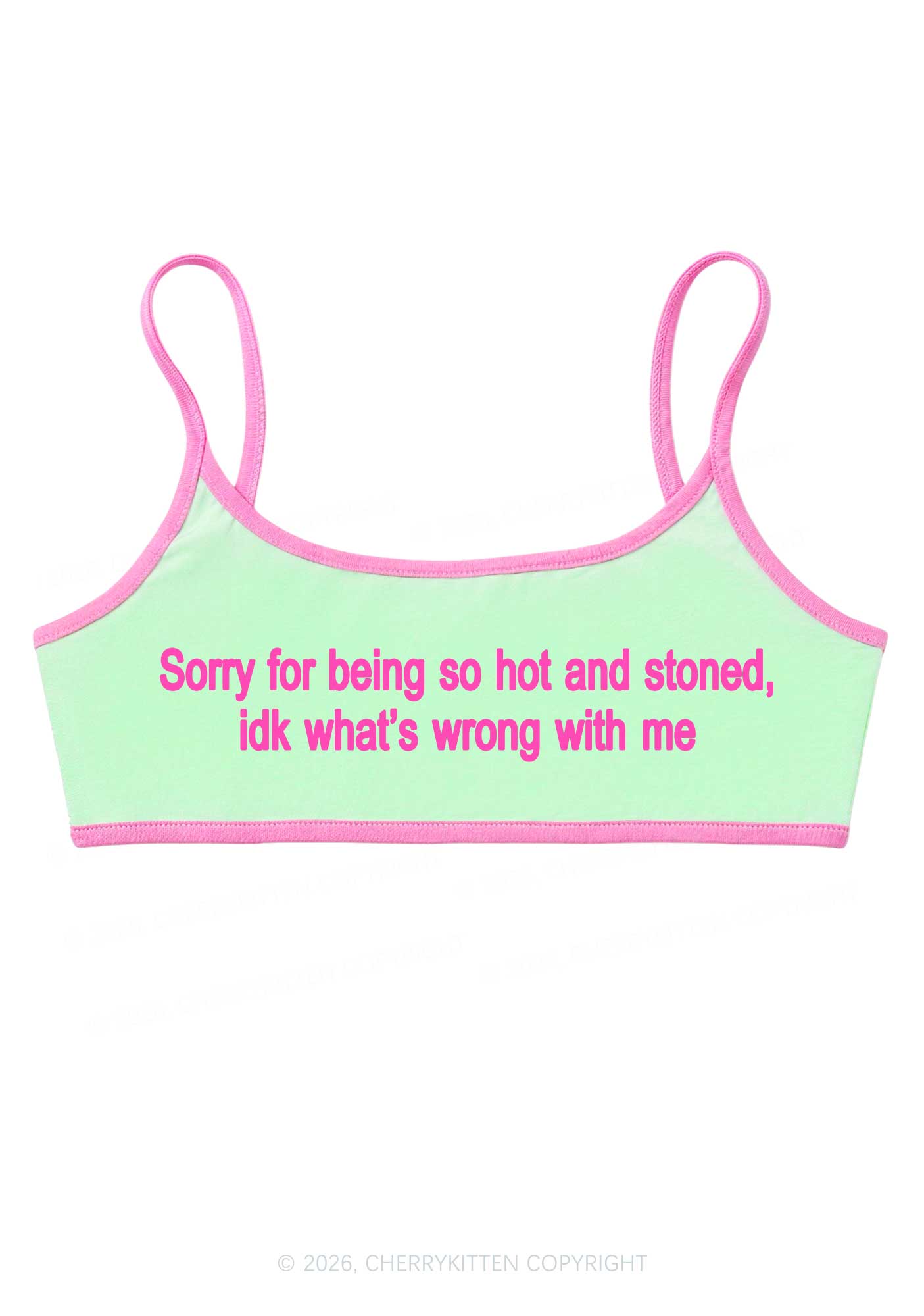 Sorry For Being Hot And Stoned Y2K Super Crop Cami Cherrykitten