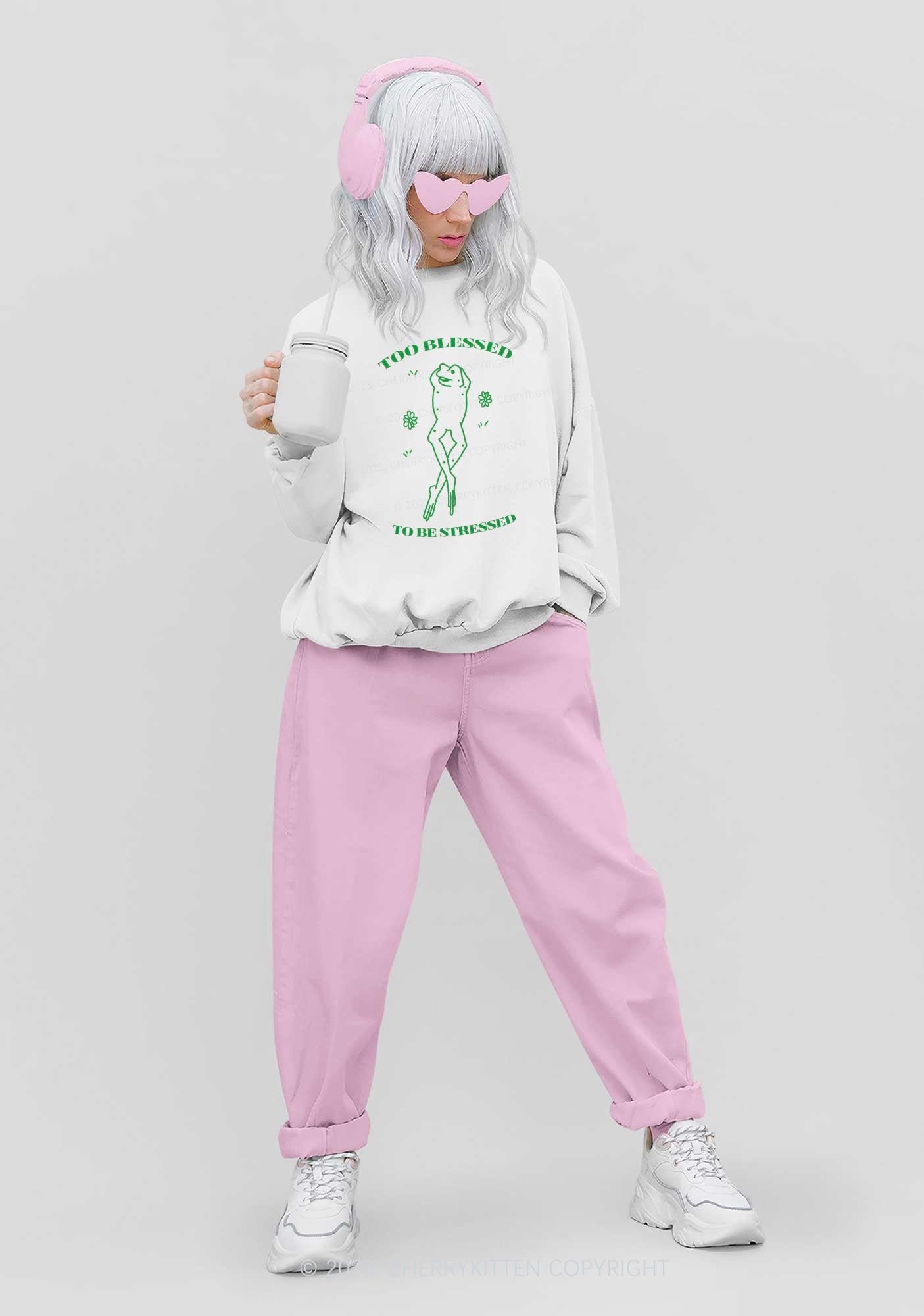 Too Blessed To Be Stressed Y2K Sweatshirt