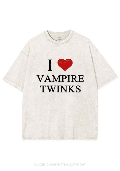 I Love Vampire Twinks Y2K Shirts Washed Tee Cherrykitten