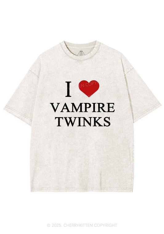 I Love Vampire Twinks Y2K Shirts Washed Tee Cherrykitten