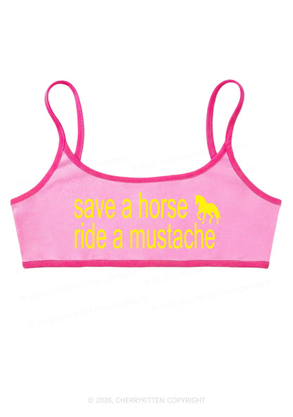 Ride A Mustache Y2K Super Crop Cami Cherrykitten