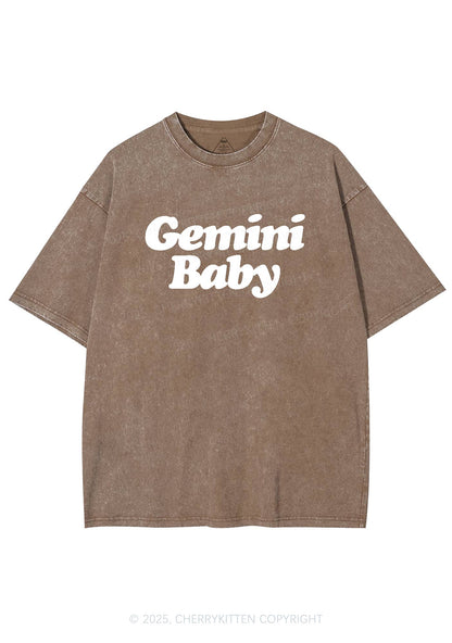Custom Zodiac Baby Y2K Shirts Washed Tee Cherrykitten