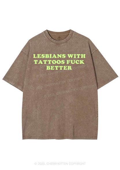 Lesbians With Tattoos Pride Y2K Shirts Washed Tee Cherrykitten