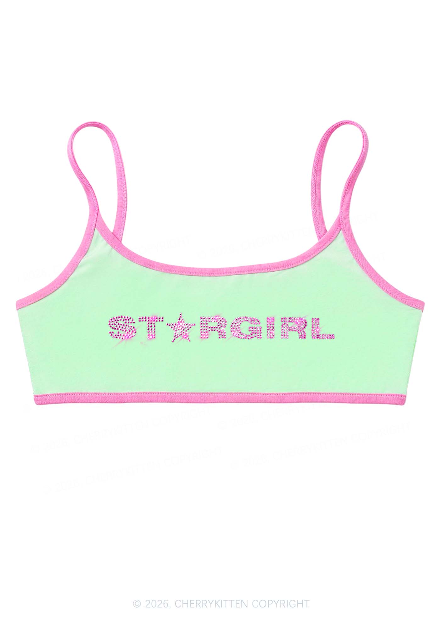 Rhinestone Stargirl Y2K Super Crop Cami Cherrykitten