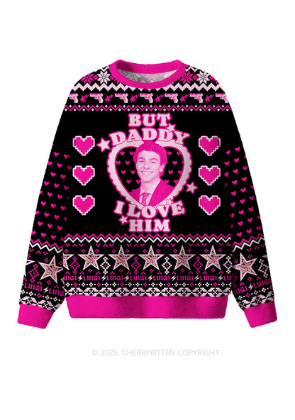 Daddy I Love Him Luigi Y2K Christmas Knit Sweatshirt Cherrykitten