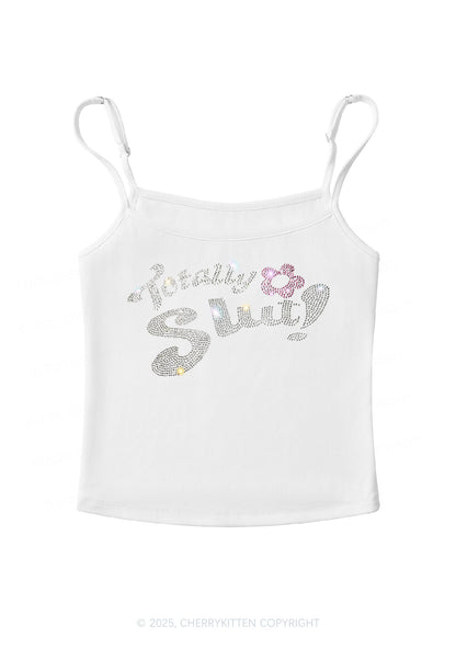 Rhinestone Totally Slxt Y2K Spaghetti Strap Cami Cherrykitten