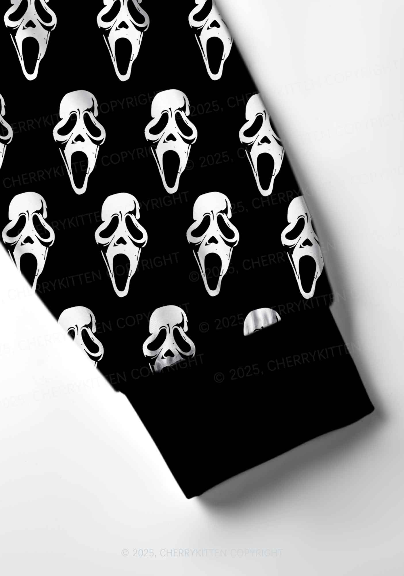 Halloween Spooky Ghost Y2K Print Long Sleeve Pajama Set Cherrykitten