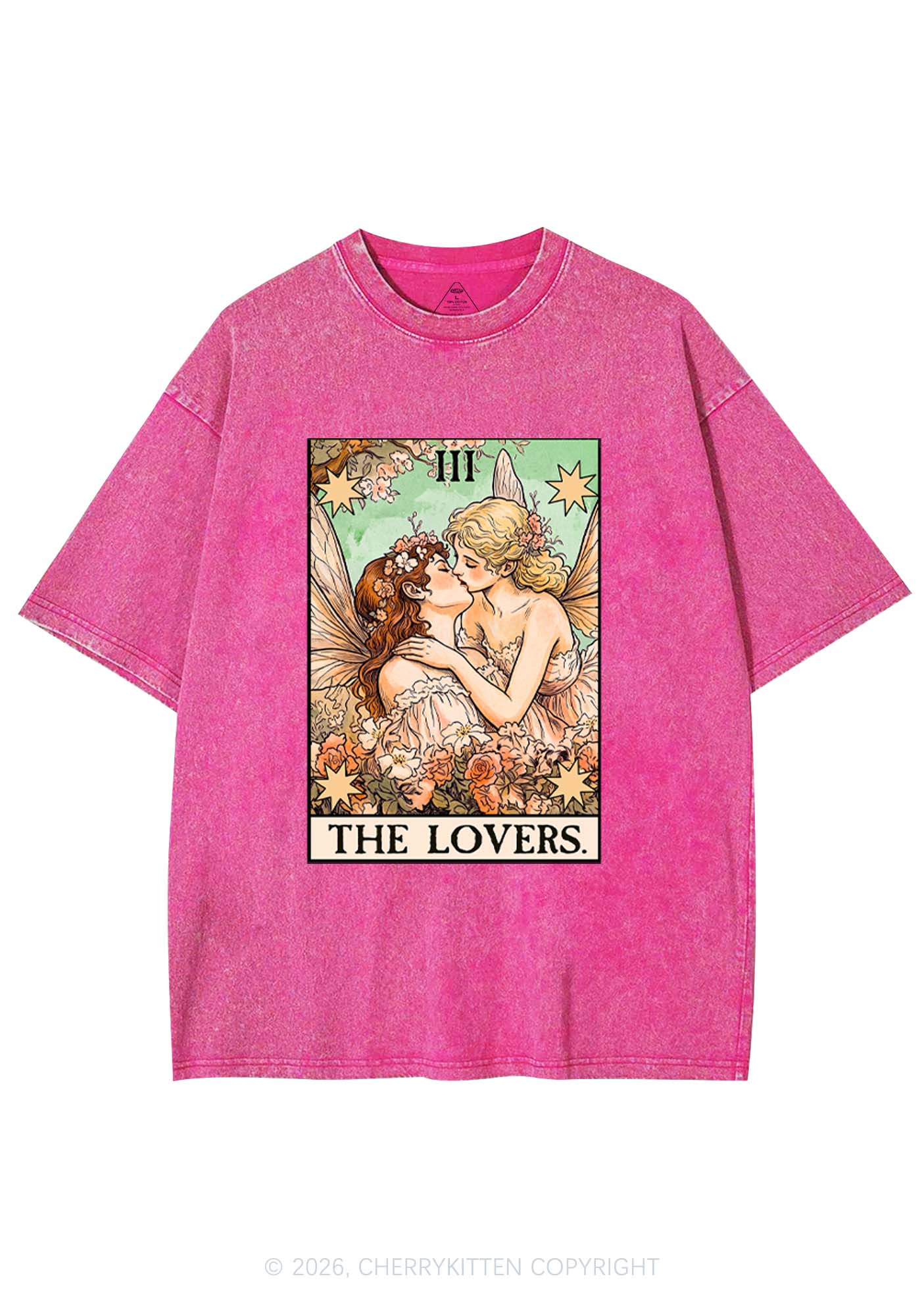 Fairykiss Lovers Tarot Pride Y2K Shirts Washed Tee Cherrykitten