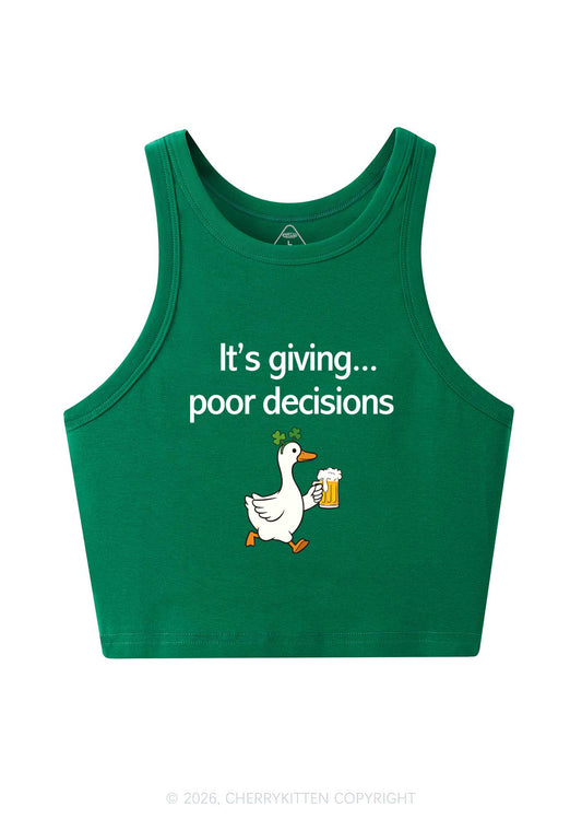 Its Giving Poor Decisions St Patricks Y2K Crop Tank Top Cherrykitten