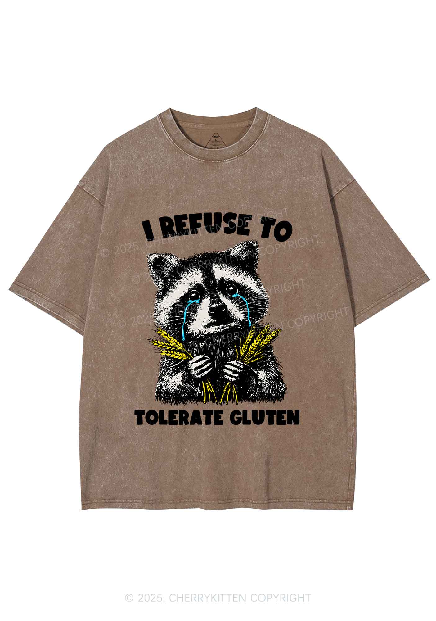 Refuse To Tolerate Gluten Y2K Shirts Washed Tee Cherrykitten
