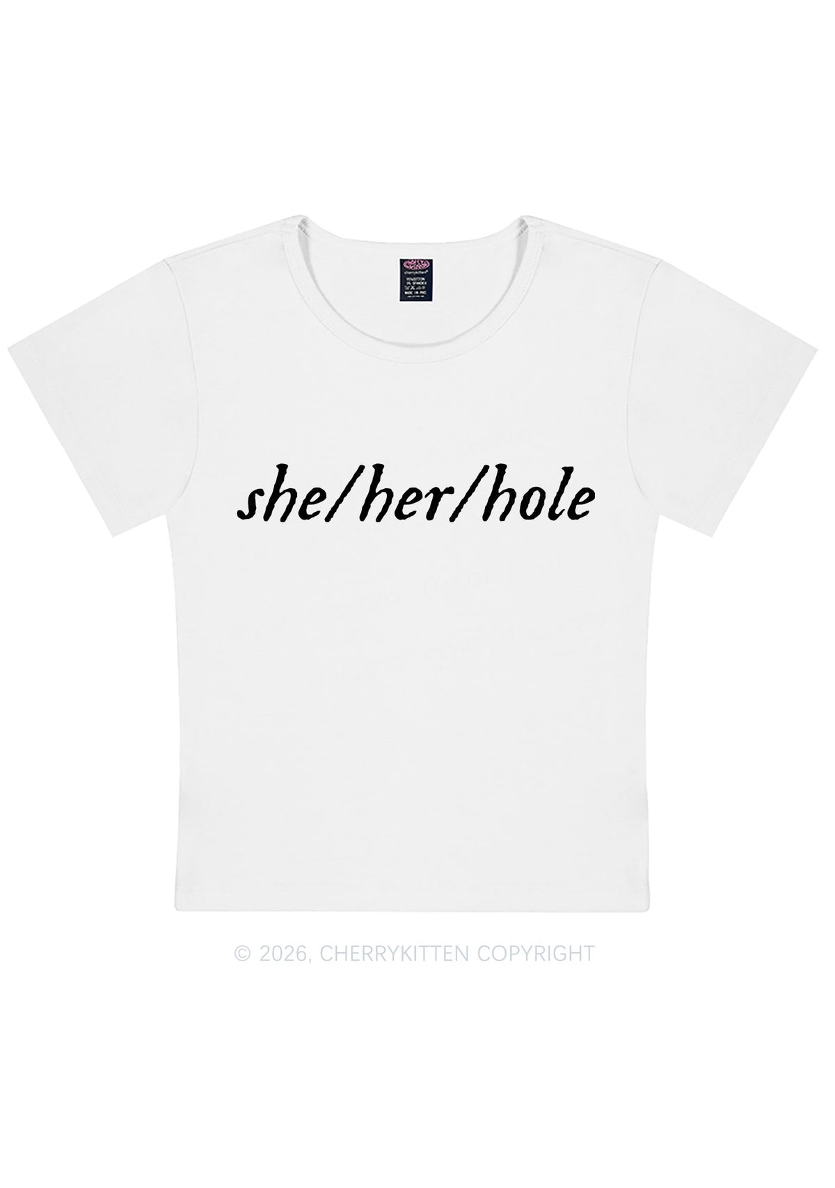 She Her Hole Pride Y2K Baby Tee Cherrykitten