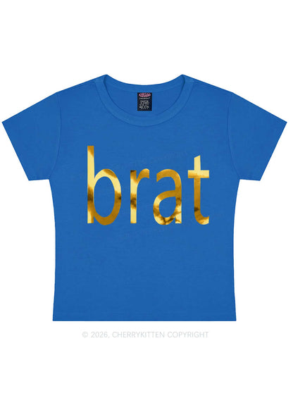 Brat Silver Foil Printed Y2K Baby Tee Cherrykitten