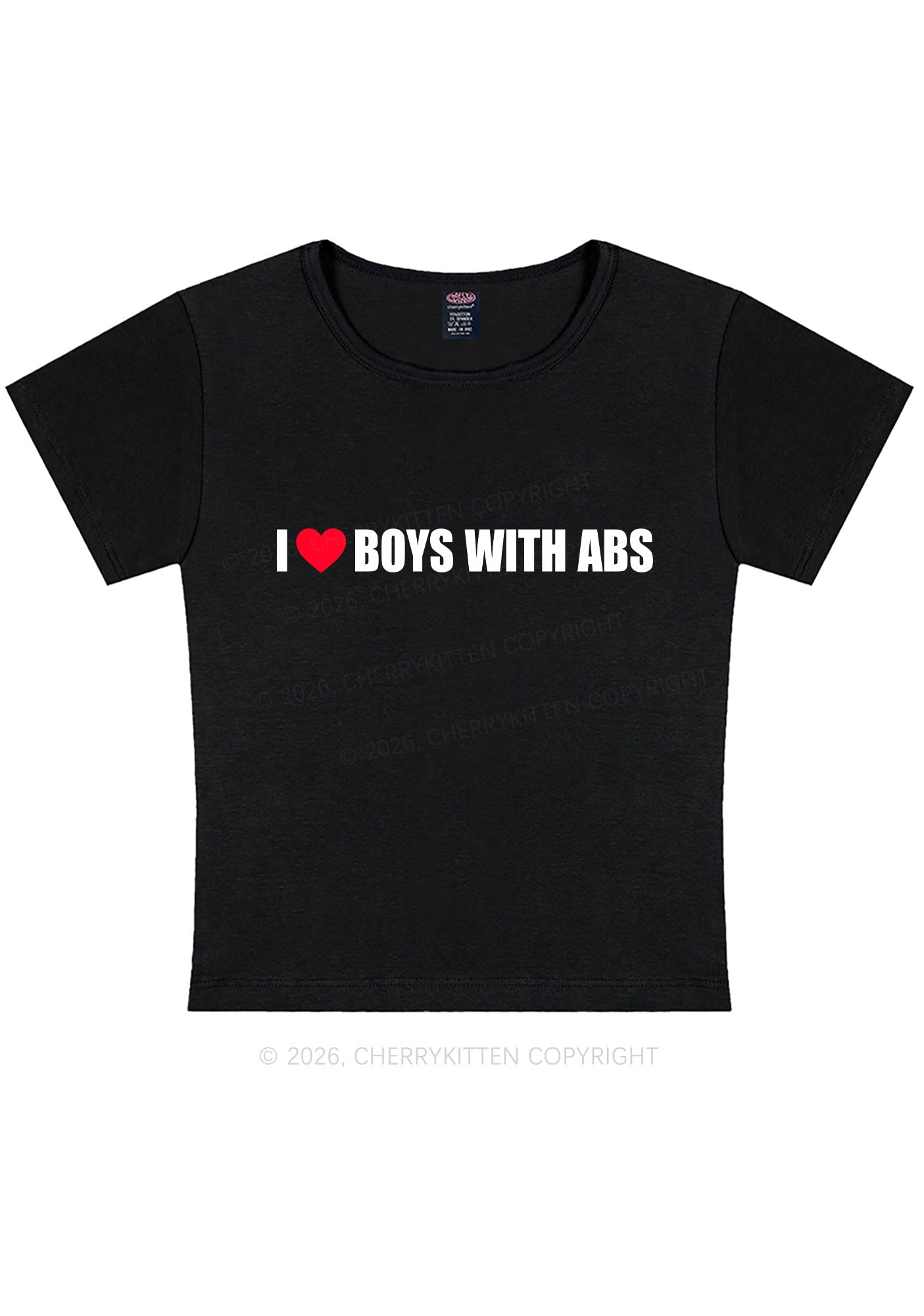 I Love Boys With ABS Y2K Baby Tee Cherrykitten
