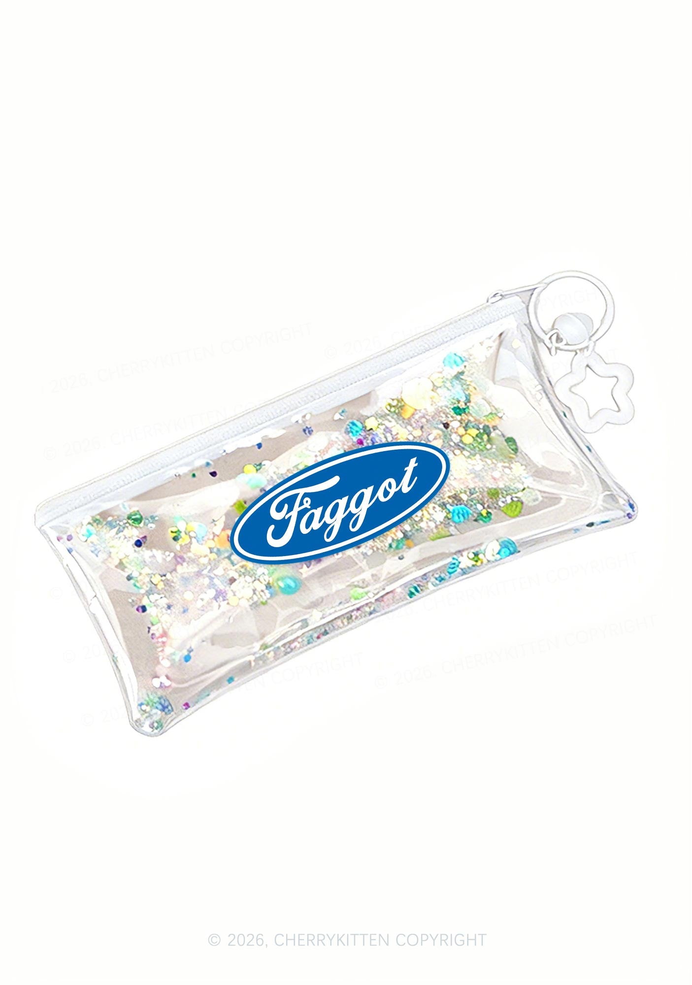 Faggot Pride Y2K Quicksand Transparent Pencil Pouch Cherrykitten