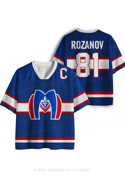 Blue Hockey HR Y2K Sport Jersey Shirts Cherrykitten