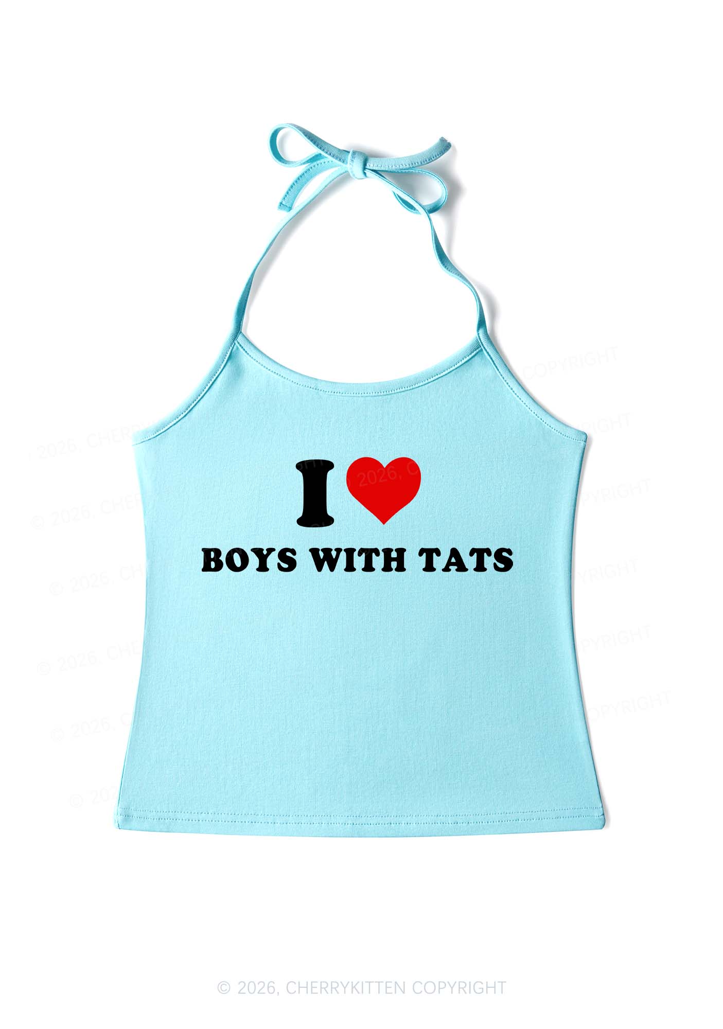 I Love Boys With Tats Y2K Halter Neck Cami Cherrykitten