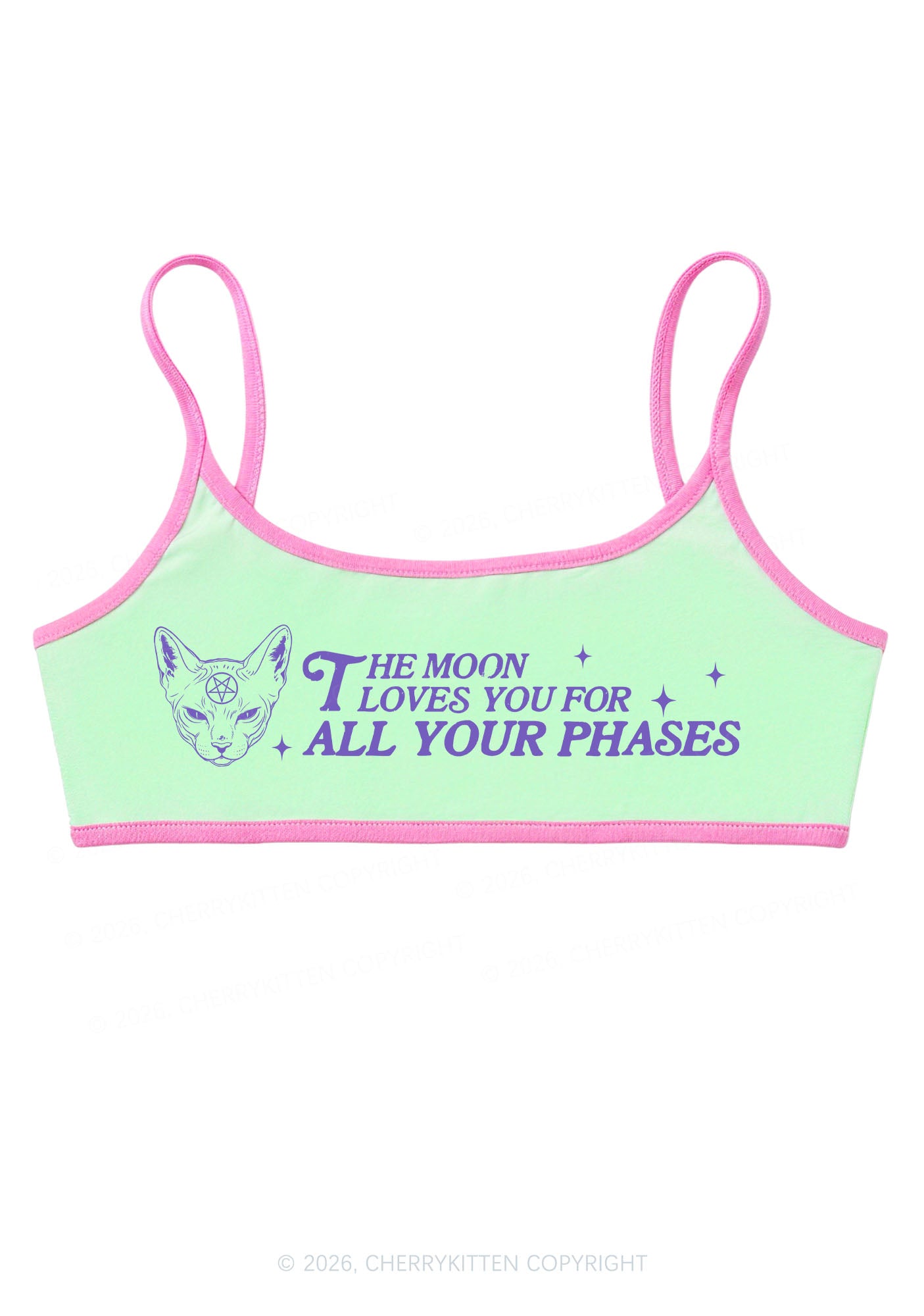 Halloween The Moon Loves You Y2K Super Crop Cami Cherrykitten