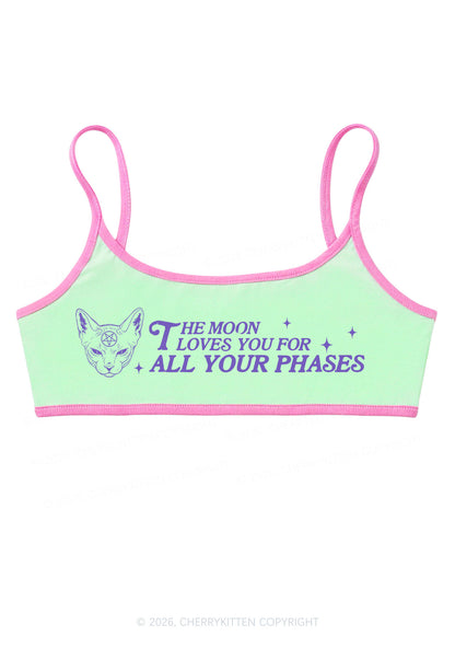 Halloween The Moon Loves You Y2K Super Crop Cami Cherrykitten