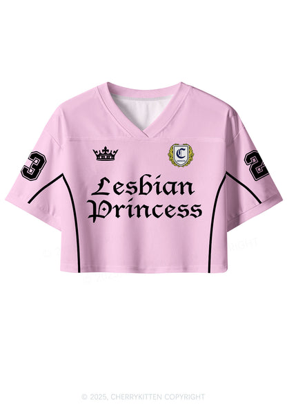Custom Lightpink Lesbian Princess Pride Y2K Crop Sport Jersey Shirts Cherrykitten
